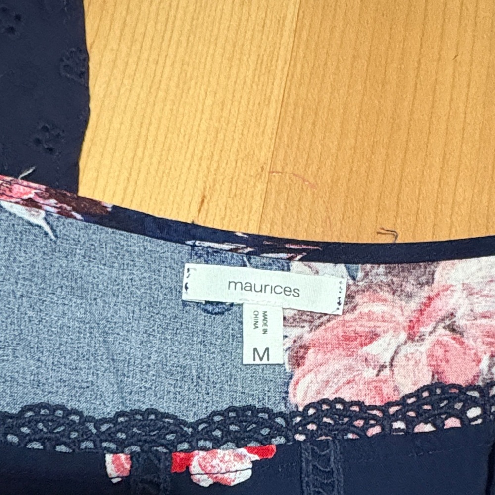 Floral Navy Dress with Pink Accents - Picture 2 of 4